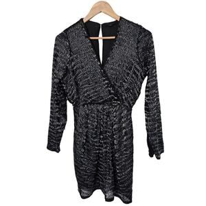 All Saints Lainey Mini Dress Women Size 4 Black Beaded Sequins Embellished